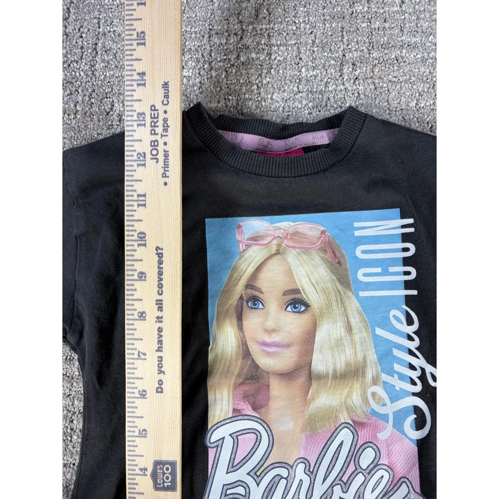 Barbie Style Icon Shirt Long Sleeve Graphic Tee Black 1.5-2 Years Cotton